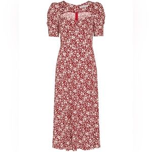 Reformation Matin Dress 🌹 Red Floral Midi Size 2